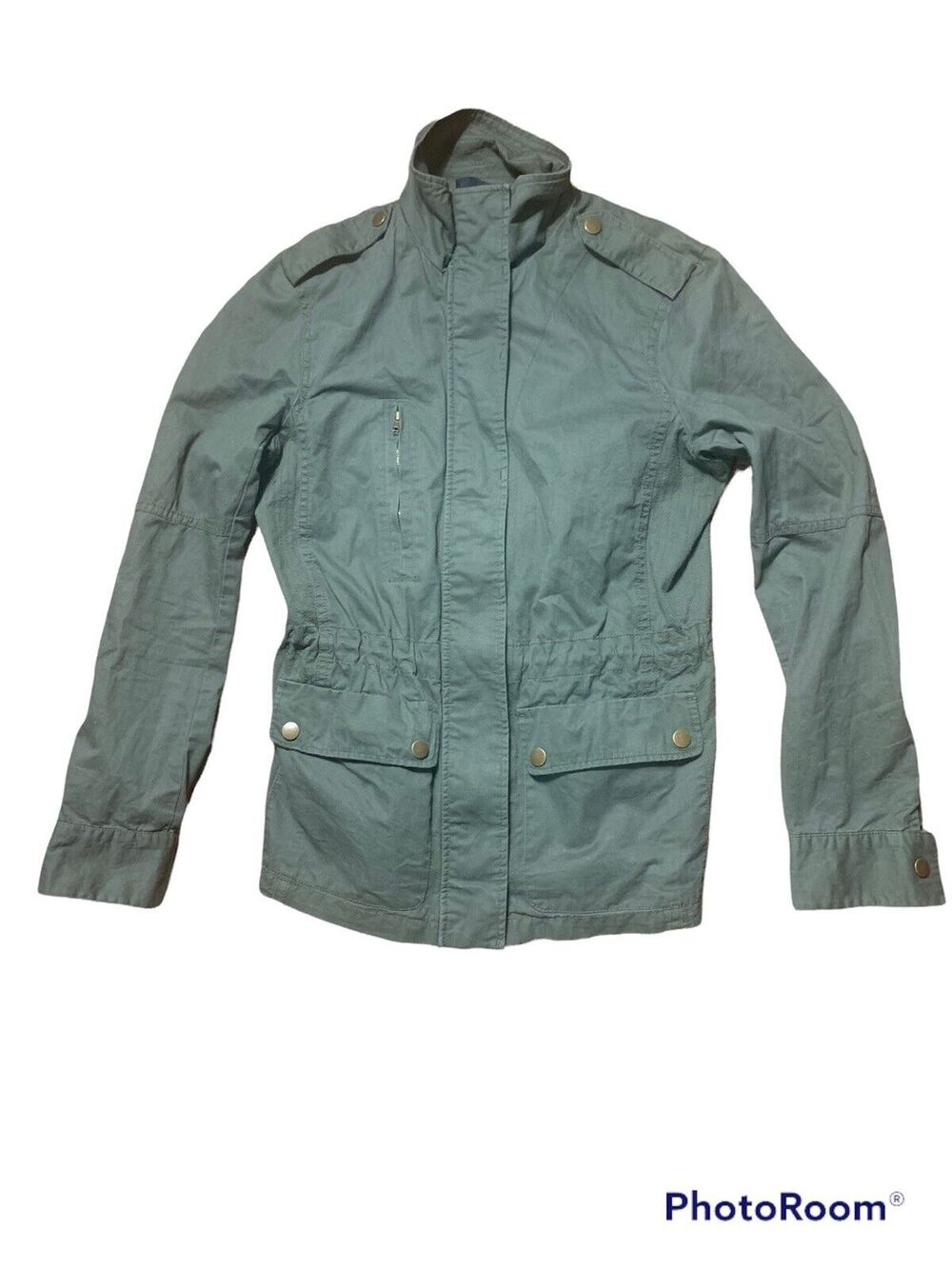Love Tree Womens Utility Jacket Small Olive Green Pockets Drawstring Waist